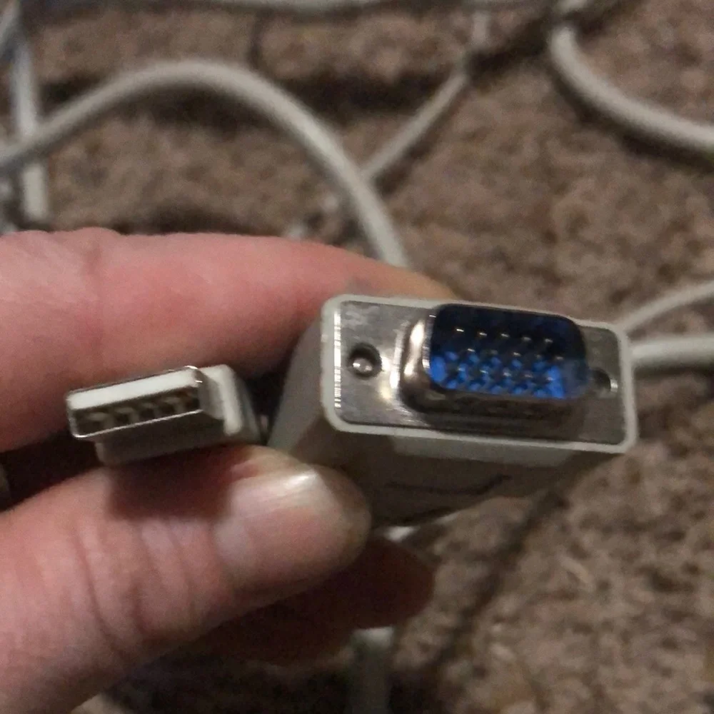 12’L heavy duty computer monitor cord with USB cord to old micro usb attached